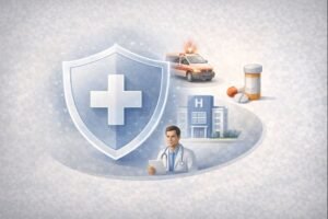 Illustration explaining short-term health insurance coverage details in the United States