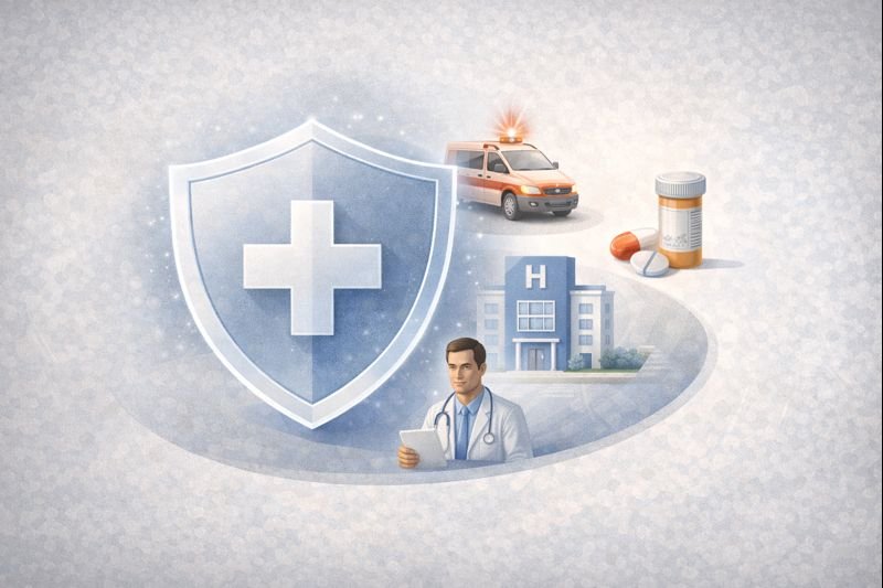 Illustration explaining short-term health insurance coverage details in the United States